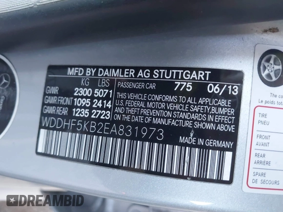 2014 Mercedes-Benz E 350 Sport z VIN WDDHF5KB2EA831973, wystawiony jako IAAI lot #41748637 z przebiegiem 153 481 mil mil oraz . Historia ofert i sprzedaży dostępna na DreamBid. Obrazek 9.
