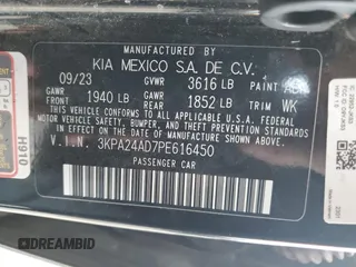 2023 Kia Rio LX with VIN 3KPA24AD7PE616450, listed as a Copart auction lot 84690444 with 28,908 mi miles and Salvage Title. Bid and sale history available at DreamBid. Image 13.