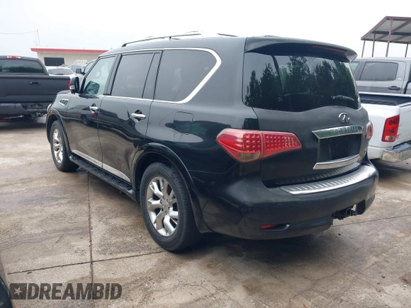 2011 Infiniti QX56 8-passenger with VIN JN8AZ2ND5B9700066, listed as a IAAI auction lot 42164816 with 185,093 mi miles. Bid and sale history available at carsss.com. Image 3.