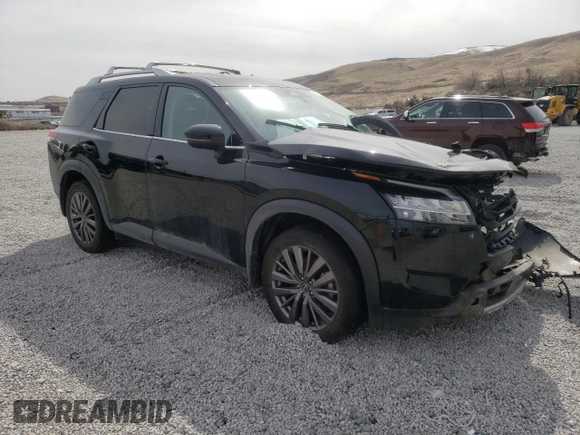2023 Nissan Pathfinder SL with VIN 5N1DR3CD6PC230945, listed as a Copart auction lot 48570295 with 27,680 mi miles and Salvage title. Bid and sale history available at DreamBid. Image 4.