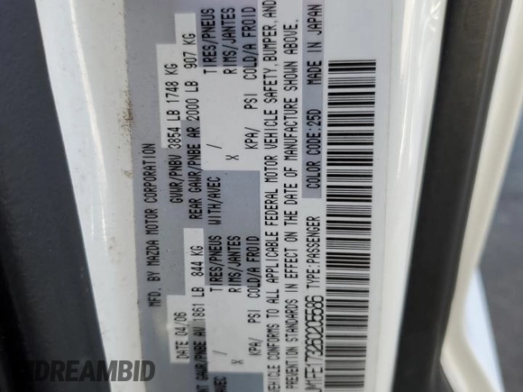 2006 Mazda RX-8 z VIN JM1FE173260205586, wystawiony jako Copart lot #87286304 z przebiegiem 73 257 mil mil oraz Czysty tytuł • Clean title. Historia ofert i sprzedaży dostępna na DreamBid. Obrazek 12.