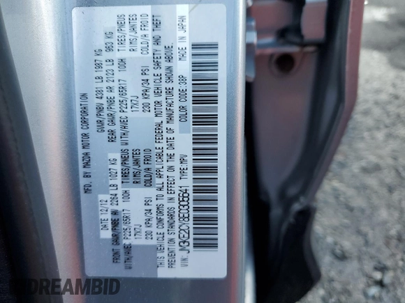 2014 Mazda CX-5 Touring with VIN JM3KE2CY8E0305641, listed as a Copart auction lot 42617165 with 107,336 mi miles and Salvage Title. Bid and sale history available at carsss.com. Image 13.