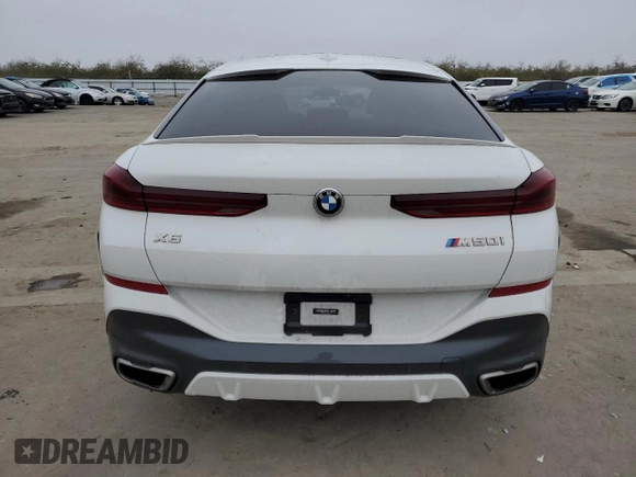 2021 BMW X6 M50i with VIN 5UXCY8C04M9D98395, listed as a Copart auction lot 85536134 with 57,891 mi miles and Salvage Title. Bid and sale history available at carsss.com. Image 6.