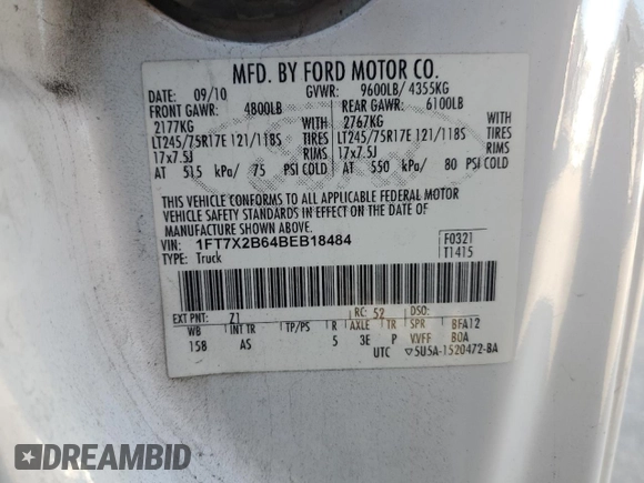 2011 Ford Super Duty F-250 SRW XL with VIN 1FT7X2B64BEB18484, listed as a Copart auction lot 87735135 with 273,286 mi miles and Salvage Title. Bid and sale history available at carsss.com. Image 12.
