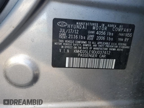 2013 Hyundai Elantra GT with VIN KMHD35LE9DU037412, listed as a Copart auction lot 79561274 with 54,619 mi miles and Salvage Title. Bid and sale history available at carsss.com. Image 12.