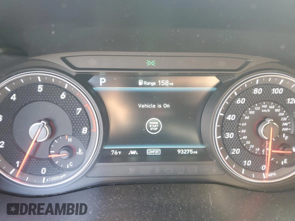 2021 Genesis G70 2.0T with VIN KMTG34LA8MU072565, listed as a Copart auction lot 54375895 with 93,275 mi miles and Salvage title. Bid and sale history available at DreamBid. Image 9.