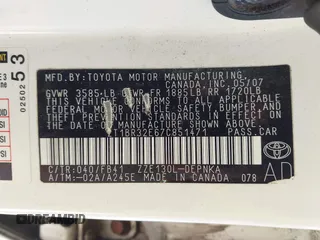 2007 Toyota Corolla CE with VIN 2T1BR32E67C851471, listed as a IAAI auction lot 42361385 with 146,024 mi miles and . Bid and sale history available at DreamBid. Image 9.
