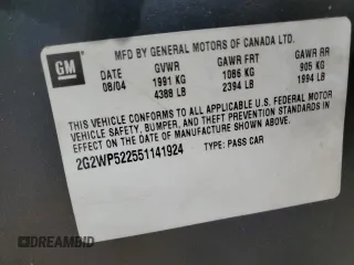 2005 Pontiac Grand Prix z VIN 2G2WP522551141924, wystawiony jako Copart lot #55016845 z przebiegiem 276 746 mil mil oraz Czysty tytuł • Clean title. Historia ofert i sprzedaży dostępna na DreamBid. Obrazek 13.