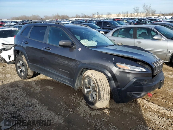 2014 Jeep Cherokee Trailhawk with VIN 1C4PJMBS5EW160669, listed as a Copart auction lot 82000703 with Not provided miles and Salvage title. Bid and sale history available at DreamBid. Image 4.