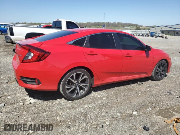 2019 Honda Civic Sedan Sport with VIN 2HGFC2F80KH604206, listed as a Copart auction lot 51658615 with 75,195 mi miles and Salvage Title. Bid and sale history available at carsss.com. Image 3.