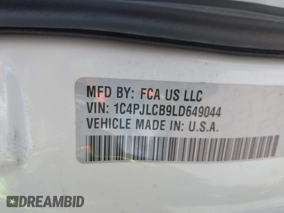 2020 Jeep Cherokee Latitude with VIN 1C4PJLCB9LD649044, listed as a IAAI auction lot 42314513 with 86,458 mi miles and . Bid and sale history available at DreamBid. Image 9.