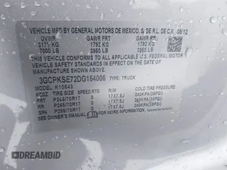 2013 Chevrolet Silverado 1500 LT with VIN 3GCPKSE72DG164006, listed as a IAAI auction lot 41483800 with 126,105 mi miles. Bid and sale history available at carsss.com. Image 9.