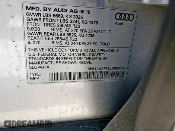 2018 Audi Q7 Premium Plus z VIN WA1LAAF79JD053093, wystawiony jako Copart lot #59141735 z przebiegiem 72 657 mil mil oraz Szkoda całkowita • Salvage title. Historia ofert i sprzedaży dostępna na DreamBid. Obrazek 13.
