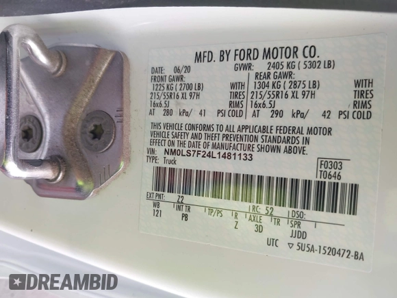 2020 Ford Transit Connect XLT с VIN NM0LS7F24L1481133, выставлен на аукционе IAAI как лот 42064793 с пробегом 97 929 миль миль и . История ставок и продаж доступна на DreamBid. Изображение 9.