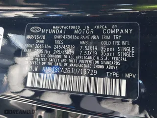 2018 Hyundai Tucson Value with VIN KM8J3CA26JU713729, listed as a IAAI auction lot 41950946 with 73,456 mi miles. Bid and sale history available at carsss.com. Image 9.