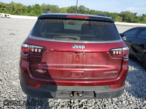 2020 Jeep Compass Limited with VIN 3C4NJDCB7LT251337, listed as a Copart auction lot 53701215 with 56,965 mi miles and Salvage Title. Bid and sale history available at carsss.com. Image 6.