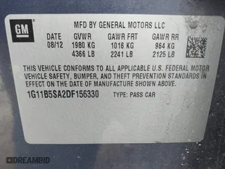 2013 Chevrolet Malibu LS with VIN 1G11B5SA2DF156330, listed as a IAAI auction lot 42039271 with 193,798 mi miles. Bid and sale history available at carsss.com. Image 9.
