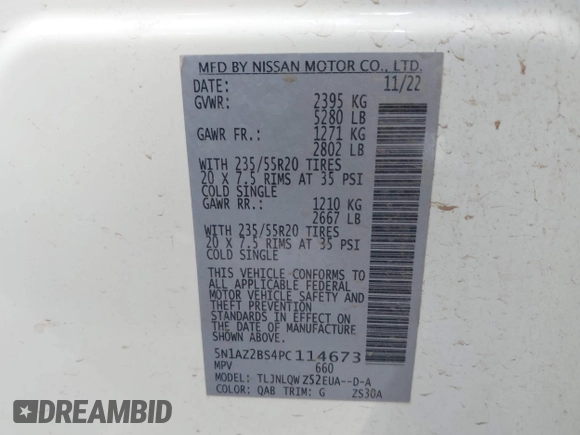2023 Nissan Murano SV z VIN 5N1AZ2BS4PC114673, wystawiony jako IAAI lot #41566274 z przebiegiem 38 793 mil mil oraz . Historia ofert i sprzedaży dostępna na DreamBid. Obrazek 9.