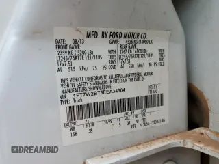 2014 Ford F-250 XL с VIN 1FT7W2BT5EEA34364, выставлен на аукционе Copart как лот 59466615 с пробегом 204 894 миль миль и Списание • Salvage title. История ставок и продаж доступна на DreamBid. Изображение 12.