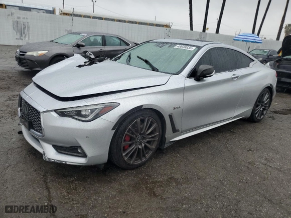 2017 Infiniti Q60 Red Sport 400 with VIN JN1FV7EKXHM611479, listed as a Copart auction lot 48938835 with 110,565 mi miles and Salvage Title. Bid and sale history available at carsss.com. Image 1.