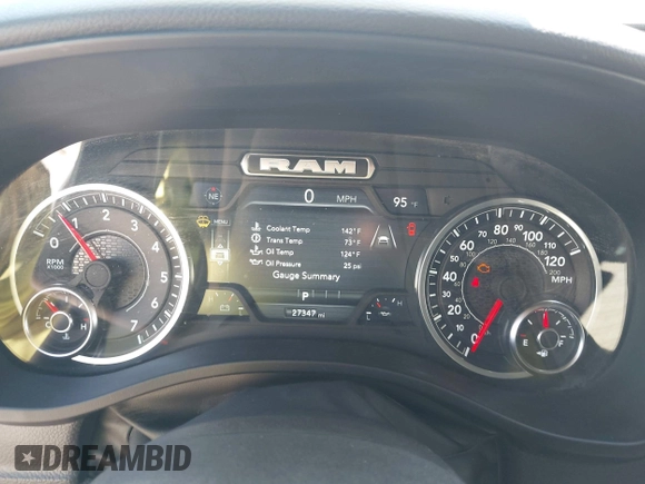2025 Ram 1500 Big Horn z VIN 1C6SRFFP9SN581193, wystawiony jako IAAI lot #41874738 z przebiegiem 27 347 mil mil oraz . Historia ofert i sprzedaży dostępna na DreamBid. Obrazek 7.