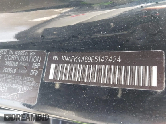2014 Kia Forte LX with VIN KNAFK4A69E5147424, listed as a IAAI auction lot 41913598 with 117,503 mi miles. Bid and sale history available at carsss.com. Image 9.