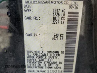 2017 Nissan Altima 2.5 SV with VIN 1N4AL3AP6HC119258, listed as a Copart auction lot 52813665 with 215,300 mi miles and Salvage Title. Bid and sale history available at carsss.com. Image 13.