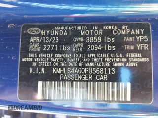 2023 Hyundai Elantra SEL with VIN KMHLS4AG0PU568113, listed as a IAAI auction lot 41725253 with 20,130 mi miles and . Bid and sale history available at DreamBid. Image 9.
