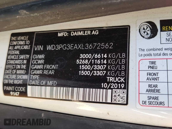 2020 Mercedes-Benz Metris Cargo with VIN WD3PG3EAXL3672562, listed as a IAAI auction lot 42810084 with 76,935 mi miles and . Bid and sale history available at DreamBid. Image 16.