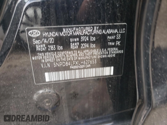 2020 Hyundai Elantra SEL z VIN 5NPD84LFXLH627653, wystawiony jako Copart lot #52282905 z przebiegiem 65 598 mil mil oraz Szkoda całkowita • Salvage title. Historia ofert i sprzedaży dostępna na DreamBid. Obrazek 13.