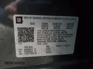 2021 GMC Terrain SLE with VIN 3GKALTEV1ML356410, listed as a Copart auction lot 45262545 with 48,847 mi miles and Salvage Title. Bid and sale history available at carsss.com. Image 14.