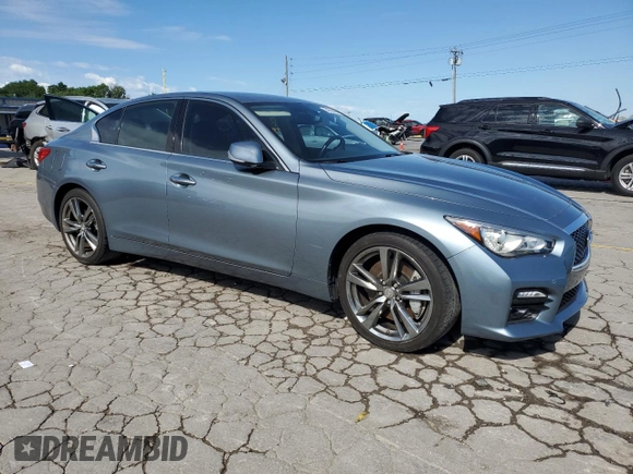 2015 Infiniti Q50 Premium with VIN JN1BV7AR8FM401557, listed as a Copart auction lot 54860485 with 71,214 mi miles and Salvage title. Bid and sale history available at DreamBid. Image 4.