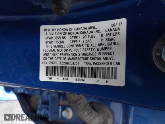 2017 Honda Civic Sedan Si with VIN 2HGFC1E52HH703751, listed as a IAAI auction lot 41561240 with 110,000 mi miles. Bid and sale history available at carsss.com. Image 9.