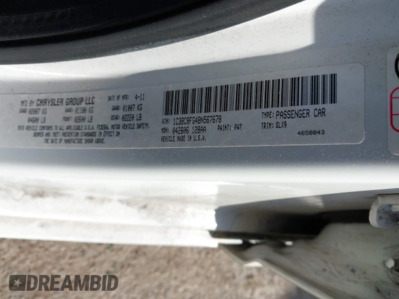 2011 Chrysler 200 S with VIN 1C3BC8FG4BN567678, listed as a IAAI auction lot 41477300 with 182,160 mi miles and . Bid and sale history available at DreamBid. Image 9.