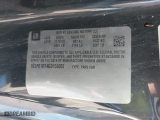 2016 Chevrolet Camaro 1SS with VIN 1G1FE1R74G0150052, listed as a IAAI auction lot 41966828 with 47,060 mi miles. Bid and sale history available at carsss.com. Image 9.