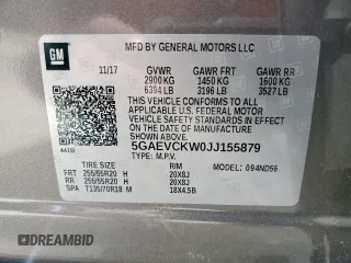 2018 Buick Enclave Avenir with VIN 5GAEVCKW0JJ155879, listed as a Copart auction lot 50727885 with 52,758 mi miles and Salvage Title. Bid and sale history available at DreamBid. Image 15.