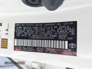 2019 Toyota Mirai with VIN JTDBVRBD2KA007074, listed as a IAAI auction lot 42277564 with 62,748 mi miles and . Bid and sale history available at DreamBid. Image 9.