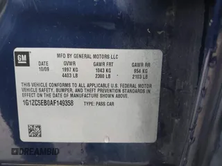 2010 Chevrolet Malibu 1LT with VIN 1G1ZC5EB0AF149358, listed as a IAAI auction lot 41161293 with 162,879 mi miles and . Bid and sale history available at DreamBid. Image 9.