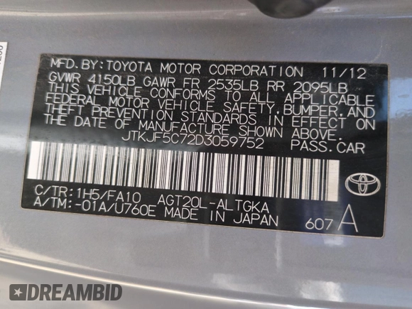 2013 Scion tC with VIN JTKJF5C72D3059752, listed as a Copart auction lot 51448175 with 132,981 mi miles and Salvage Title. Bid and sale history available at carsss.com. Image 12.