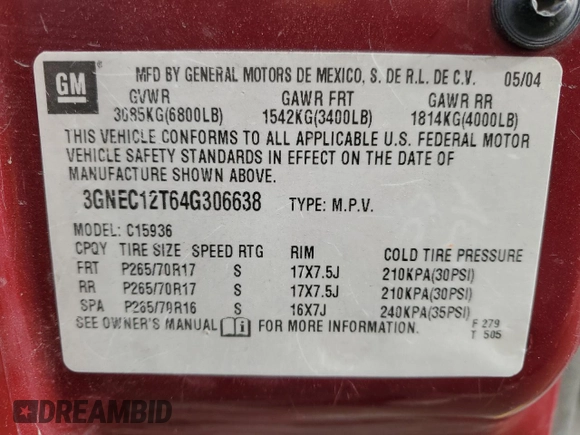 2004 Chevrolet Avalanche z VIN 3GNEC12T64G306638, wystawiony jako Copart lot #43089325 z przebiegiem 237 211 mil mil oraz Szkoda całkowita • Salvage title. Historia ofert i sprzedaży dostępna na DreamBid. Obrazek 12.