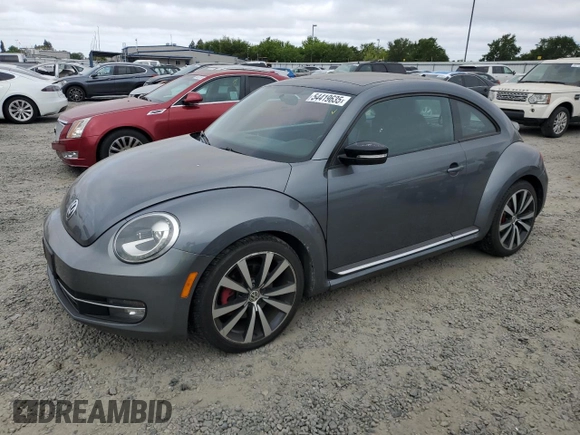 2012 Volkswagen Beetle 2.0T Turbo w/Sun/Snd/Nav PZEV with VIN 3VWVA7AT5CM630812, listed as a Copart auction lot 54419635 with 125,579 mi miles and Clean Title. Bid and sale history available at carsss.com. Image 1.