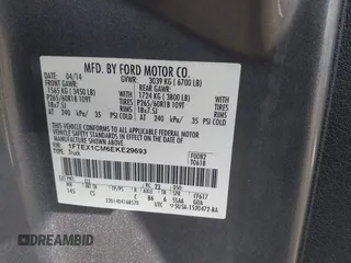 2014 Ford F-150 XL with VIN 1FTEX1CM6EKE29693, listed as a IAAI auction lot 41485667 with 95,296 mi miles and . Bid and sale history available at DreamBid. Image 9.