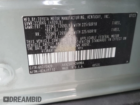 2023 Toyota RAV4 Hybrid XLE Premium z VIN 4T3B6RFV8PU129611, wystawiony jako Copart lot #52424075 z przebiegiem 30 595 mil mil oraz Szkoda całkowita • Salvage title. Historia ofert i sprzedaży dostępna na DreamBid. Obrazek 15.
