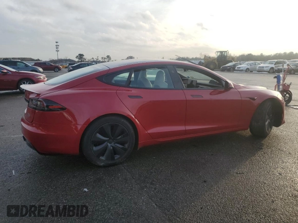 2022 Tesla Model S Plaid with VIN 5YJSA1E61NF488716, listed as a Copart auction lot 45325785 with Not provided miles and Salvage title. Bid and sale history available at DreamBid. Image 3.