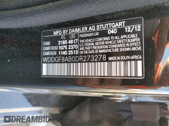 2013 Mercedes-Benz C 300 Sport с VIN WDDGF8AB0DR273278, выставлен на аукционе Copart как лот 46978945 с пробегом 50 400 миль миль и Списание • Salvage title. История ставок и продаж доступна на DreamBid. Изображение 14.