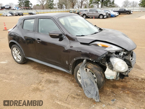 2015 Nissan Juke S with VIN JN8AF5MR7FT510592, listed as a Copart auction lot 48353095 with 0 mi miles and Salvage Title. Bid and sale history available at carsss.com. Image 4.