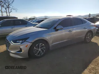 2021 Hyundai Sonata Hybrid Blue with VIN KMHL24JJXMA033430, listed as a Copart auction lot 89351585 with 65,739 mi miles and Salvage Title. Bid and sale history available at carsss.com. Image 1.