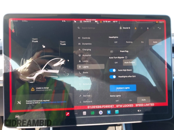 2018 Tesla Model 3 Long Range Battery with VIN 5YJ3E1EB9JF065057, listed as a IAAI auction lot 41863903 with 54,584 mi miles and . Bid and sale history available at DreamBid. Image 7.