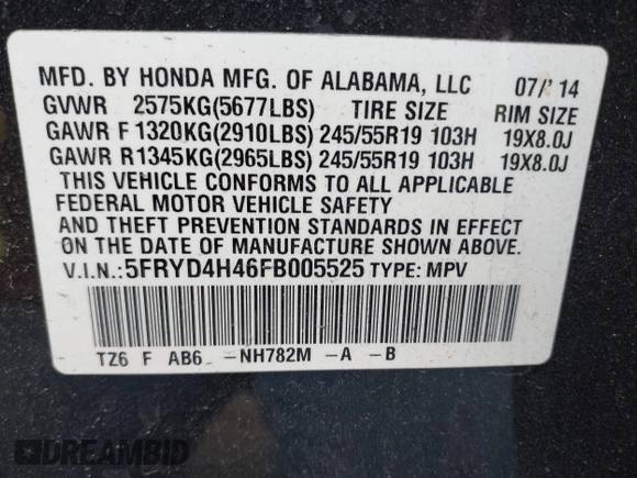 2015 Acura MDX Technology with VIN 5FRYD4H46FB005525, listed as a IAAI auction lot 42077017 with 123,077 mi miles and . Bid and sale history available at DreamBid. Image 9.