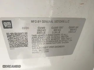 2024 Chevrolet Malibu RS with VIN 1G1ZG5ST7RF203655, listed as a IAAI auction lot 41815020 with 13,517 mi miles. Bid and sale history available at carsss.com. Image 9.